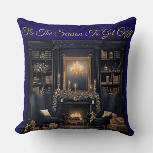 Elegantes vintage navyblaues und goldenes Wurfkiss Kissen