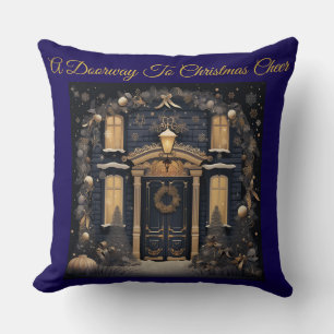Elegantes vintage navyblaues und goldenes Wurfkiss Kissen