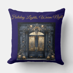 Elegantes vintage navyblaues und goldenes Wurfkiss Kissen