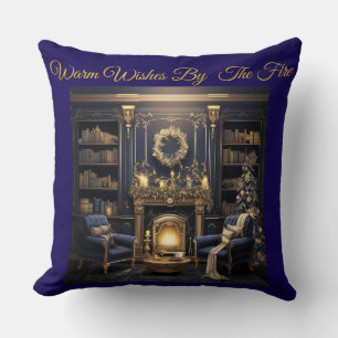Elegantes vintage navyblaues und goldenes Wurfkiss Kissen