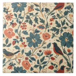 Elegantes Vintage-Nouveau-Blumen-Vögel-Design Fliese