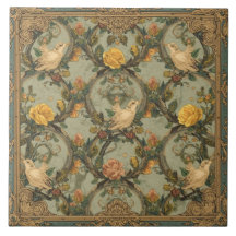 Elegantes Vintage-Nouveau-Blumen-Vögel-Design