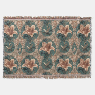 Elegantes Vintage-Nouveau-Blumen-Vogel-Muster Decke