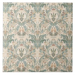 Elegantes Vintage-Nouveau-Blumen-Vogel-Muster Fliese
