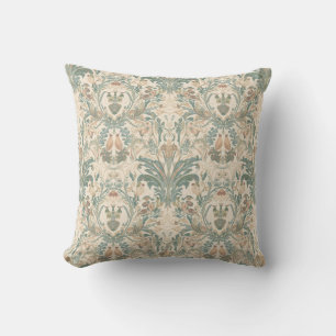 Elegantes Vintage-Nouveau-Blumen-Vogel-Muster Kissen