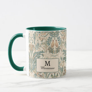 Elegantes Vintage-Nouveau-Blumen-Vogel-Muster Tasse