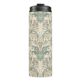 Elegantes Vintage-Nouveau-Blumen-Vogel-Muster Thermosbecher
