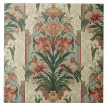 Elegantes Vintage-Nouveau-Blumenmuster mit Vögeln