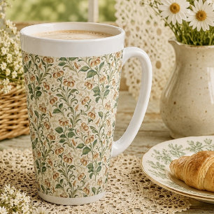 Elegantes Vintage-Orangen-Lilien-Blumenmuster Milchtasse