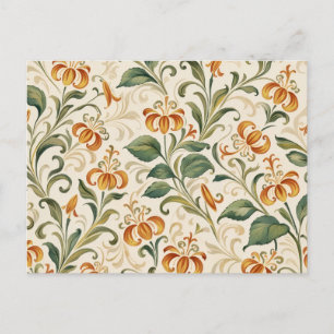 Elegantes Vintage-Orangenlilien-Blumenmuster Postkarte