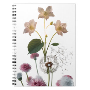 Elegantes Vintage-Pfirsichrosen-Schmetterling-Spir Notizblock