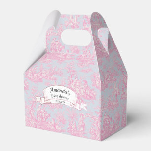 Elegantes vintage rosa blaues toile de jouy Monogr Geschenkschachtel