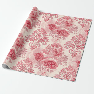 Elegantes Vintage-Rosa-Damaskus-Muster Geschenkpapier