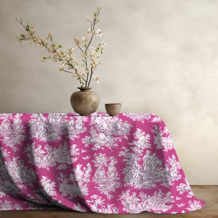 Elegantes vintage rosa magenta See Toile de Jouy Tischdecke