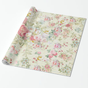elegantes vintage rosa pastell Blumenmuster Geschenkpapier