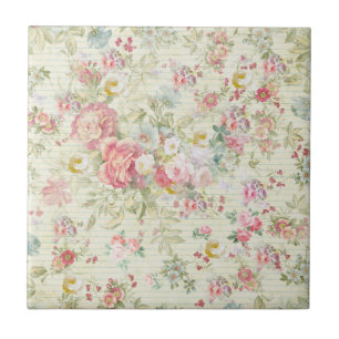 Elegantes vintage rosa pastellfarbenes Blumenmuste Fliese