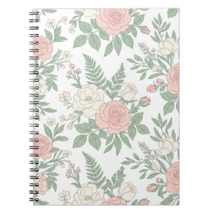 Elegantes Vintage-Rosa-Rosen-Blumen-Notizbuch Jour Notizblock