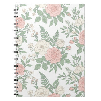 Elegantes Vintage-Rosa-Rosen-Blumen-Notizbuch Jour Notizblock