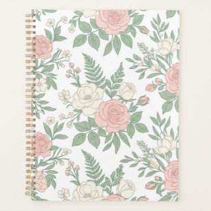 Elegantes Vintage-Rosa-Rosen-Blumen-Notizbuch Jour Planer