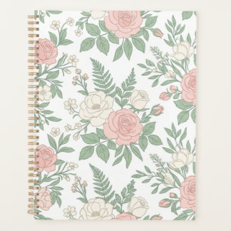 Elegantes Vintage-Rosa-Rosen-Blumen-Notizbuch Jour Planer