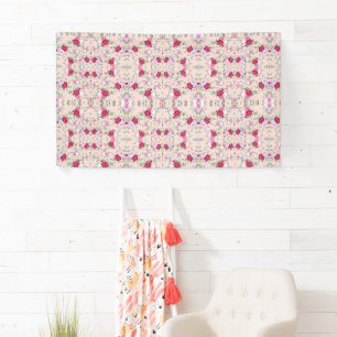 Elegantes Vintage-Rosa- und Burgunder-Blumenmuster Banner