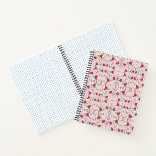 Elegantes Vintage-Rosa- und Burgunder-Blumenmuster Notizbuch