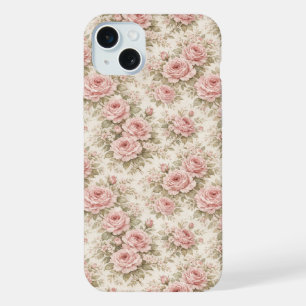 Elegantes Vintage-Rosen nahtloses Blumenmuster iPhone 15 Plus Hülle