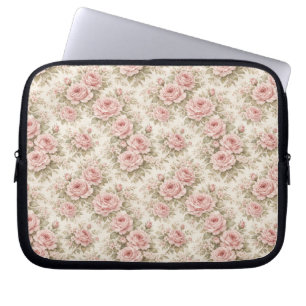 Elegantes Vintage-Rosen nahtloses Blumenmuster Laptopschutzhülle