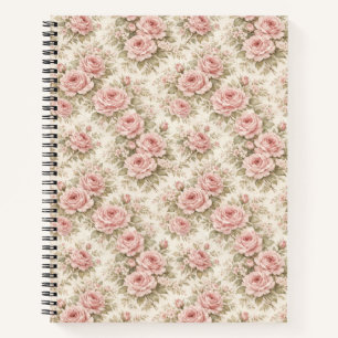 Elegantes Vintage-Rosen nahtloses Blumenmuster Notizbuch