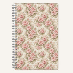 Elegantes vintage Rosen nahtloses Blumenmuster Notizbuch
