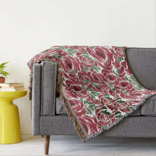 Elegantes Vintage-Rosenmuster - Rotes und grünes F Decke