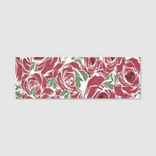 Elegantes Vintage-Rosenmuster - Rotes und grünes F Namensschild