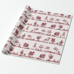 Elegantes Vintage-Rot-Pferdejagd-Toile Geschenkpapier