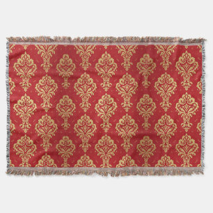 Elegantes Vintage-Rot- und Gold-Royal-Damaskus-Mus Decke