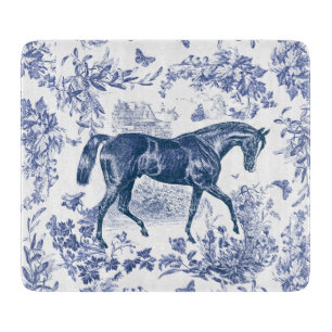 Elegantes vintage-rustikales blaues Pferd Country Schneidebrett
