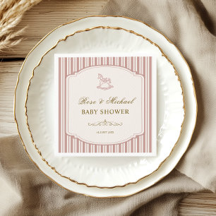 Elegantes Vintage-Schaukelpferd-Baby-Shower-Gestre Serviette