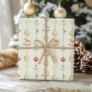 Elegantes Vintage-Schaukelpferd-Weihnachten  Geschenkpapier