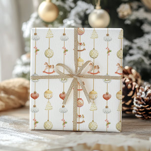 Elegantes Vintage-Schaukelpferd-Weihnachten Geschenkpapier