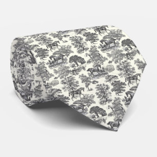 Elegantes Vintage Schwarz-Weiß-Pferde-Land-Toile Krawatte