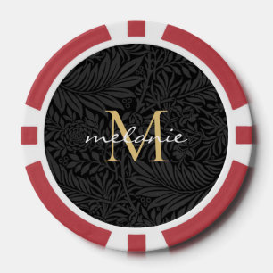 Elegantes vintage schwarzes florales goldenes Schr Pokerchips