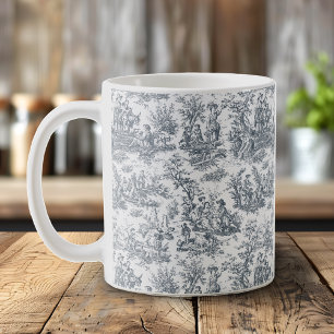 Elegantes vintage schwarzes Toile de Jouy Kaffeetasse