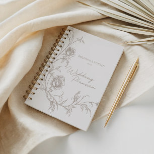 Elegantes Vintage-Sepia-Hochzeitsplanungs-Notizbuc Planer
