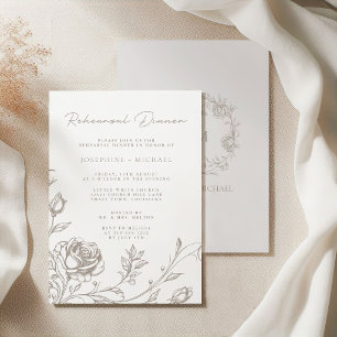 Elegantes Vintage-Sepia-Hochzeitsprobedinner Einladung