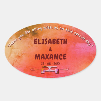 Elegantes Vintage-Skateboard-Hochzeit Terrakotta Ovaler Aufkleber