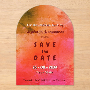 Elegantes Vintage-Skateboard-Hochzeitsterrakotta Acryleinladungen
