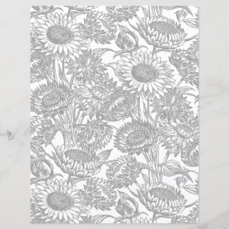 Elegantes Vintage-Sonnenblumen-Toile in Grau