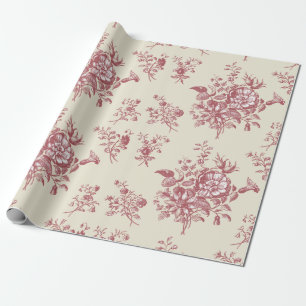 Elegantes Vintage-Staubrosen-Blumenmuster auf Beig Geschenkpapier