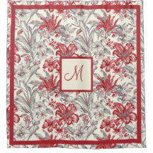 Elegantes Vintage Toile de Jouy Grau und Tiefrot