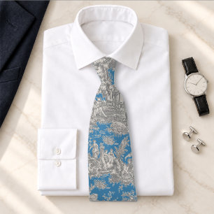 Elegantes vintage Türkis Toile de Jouy bedruckt Krawatte