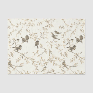 Elegantes Vintage-Vogel- und Zweigmuster Seidenpapier